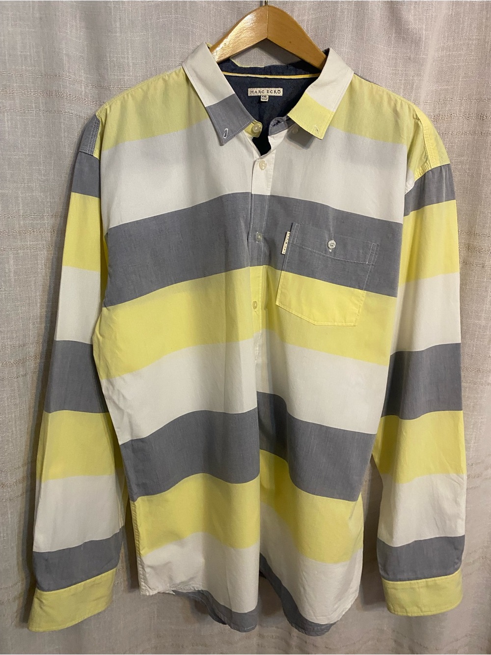 Marc Ecko Cut & Sew Colorblock Stripe Button Down Shirt Men's XXL